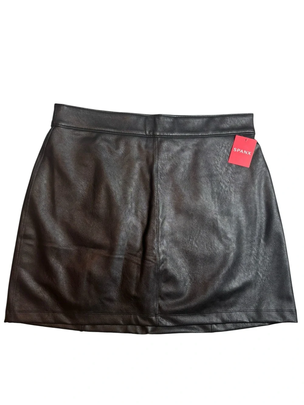 NEW SPANX Faux Leather Mini Skirt Attached Shorts Large Minimalist Sleek Chic